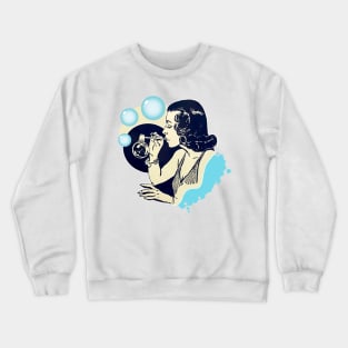 Girl blowing soap bubbles Crewneck Sweatshirt